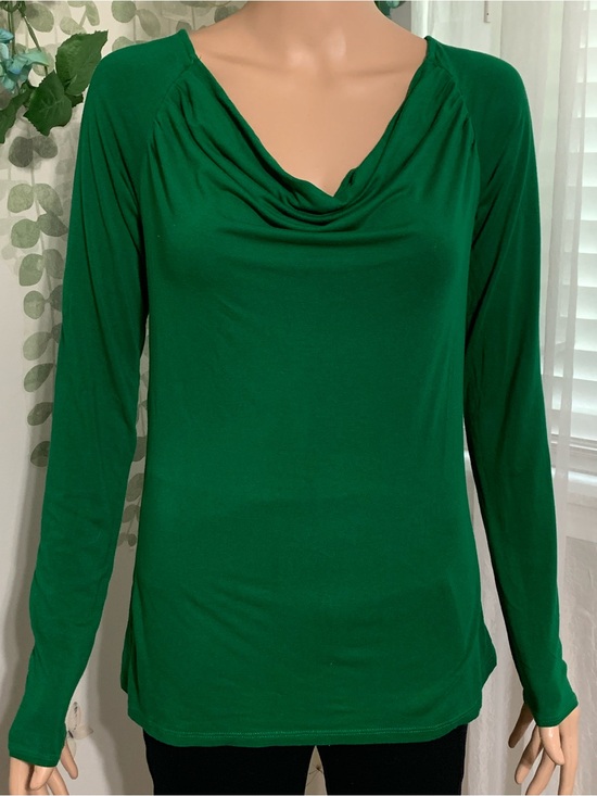 INC International Concepts Tops - Sz M Women's Green Cowl Neck Long-Sleeve Top - INC International Concepts